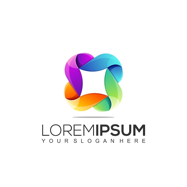 Szablon Logo nowoczesne kolorowe kwadratowe liny