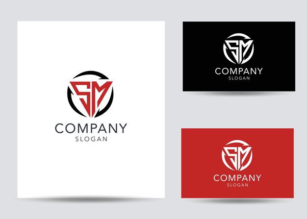 Szablon logo nowoczesny monogram początkowa litera sm
