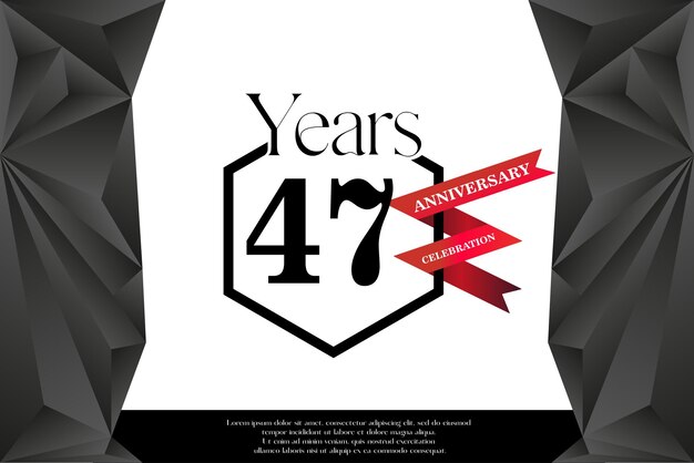 Plik wektorowy szablon logo obchodów 47. rocznicy odizolowany na białej czarnej i czerwonej wstążce wektor projektu
