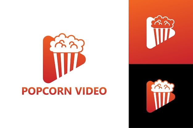 Szablon Logo Odtwarzania Popcornu Wektor Premium