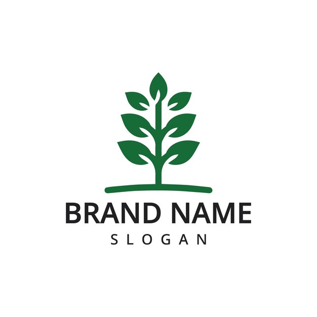 Szablon logo ogrodu logo gospodarstwa rolnego z ilustracją roślin
