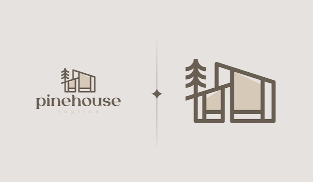 Szablon Logo Pine House Uniwersalny Kreatywny Symbol Premii Ilustracja Wektora Kreatywny Minimalny Projekt Szablonu Symbol Korporacyjnej Tożsamości Biznesowej