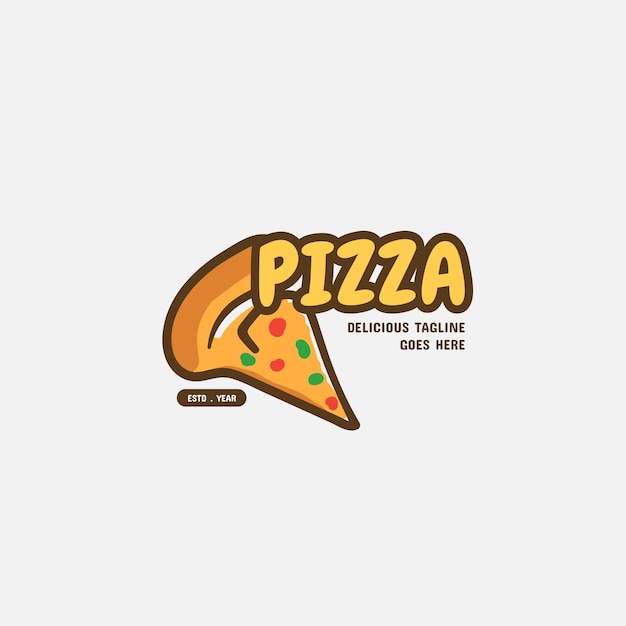 Plik wektorowy szablon logo pizzy szablon etykiety pizzy dla restauracji projekt ilustracji wektorowych logo żywności