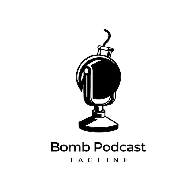 Szablon Logo Podcast Retro Bomba Mikrofonowa