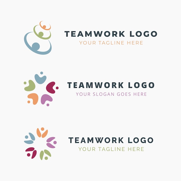 Plik wektorowy szablon logo pracy zespołowej grupa osób spotykająca się ikona wektora