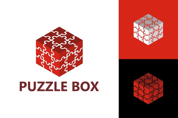 Szablon Logo Puzzle Pudełko Wektor Premium