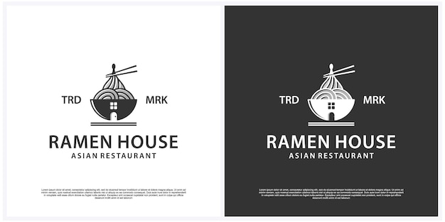 Plik wektorowy szablon logo ramen house japoński szablon logo restauracji z makaronem ramen