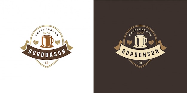 Szablon Logo Sklepu Z Kawą Lub Herbatą Z Sylwetką Fasoli, Dobrym Do Projektowania Odznak Kawiarni I Dekoracji Menu