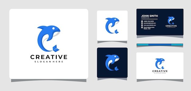 Szablon logo skoków delfinów z inspiracją do projektowania wizytówek