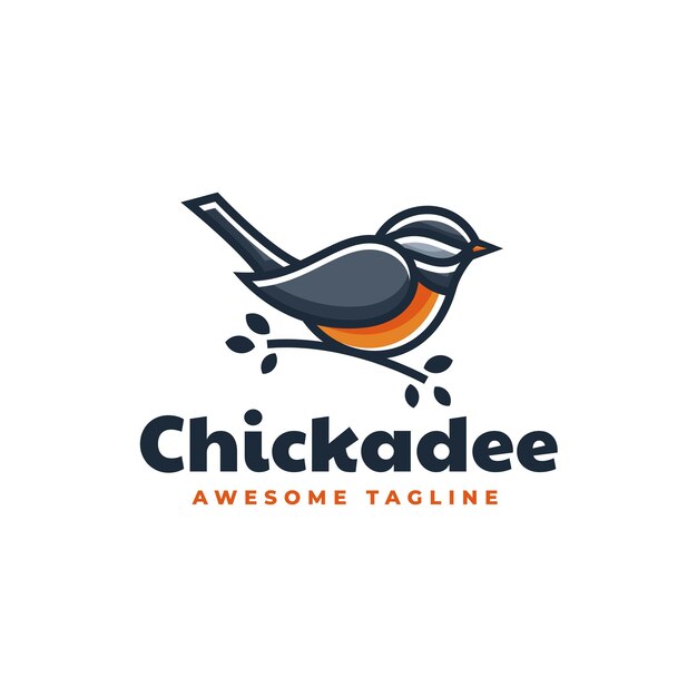 Szablon Logo Stylu Prosty Maskotka Chickadee.