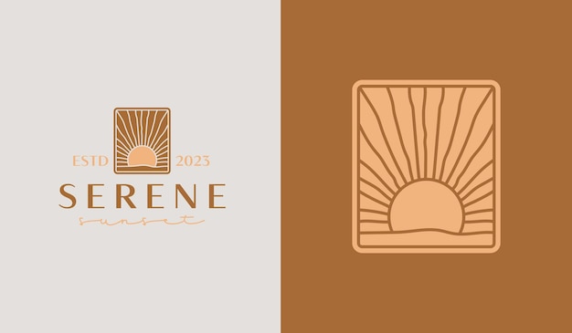 Szablon logo Sunset Wave Monoline Uniwersalny kreatywny symbol premium Ilustracja wektorowa Kreatywny minimalistyczny szablon projektu Symbol tożsamości biznesowej firmy