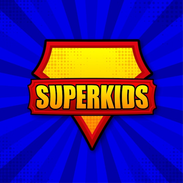 Szablon Logo Superkids Ramka Z Rozbieżnymi Promieniami Super Dziecięca Tarcza