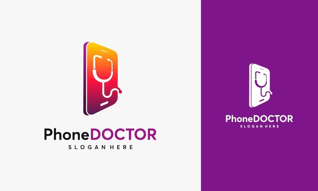 Szablon Logo Usługi Telefonicznej, Ilustracja Wektorowa Logo Lekarza, Logo Aplikacji Lekarza