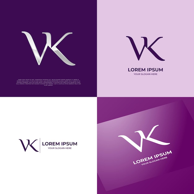 Plik wektorowy szablon logo vk initial modern typography emblem dla firm