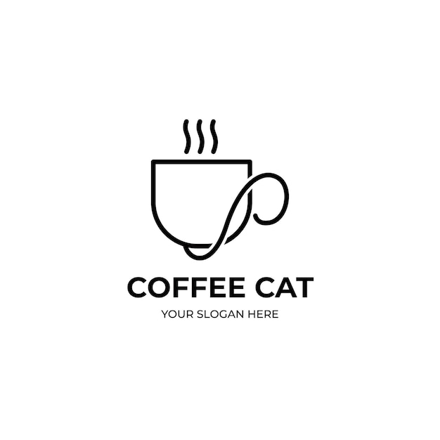 Plik wektorowy szablon logo w stylu monoline filiżanki kawy