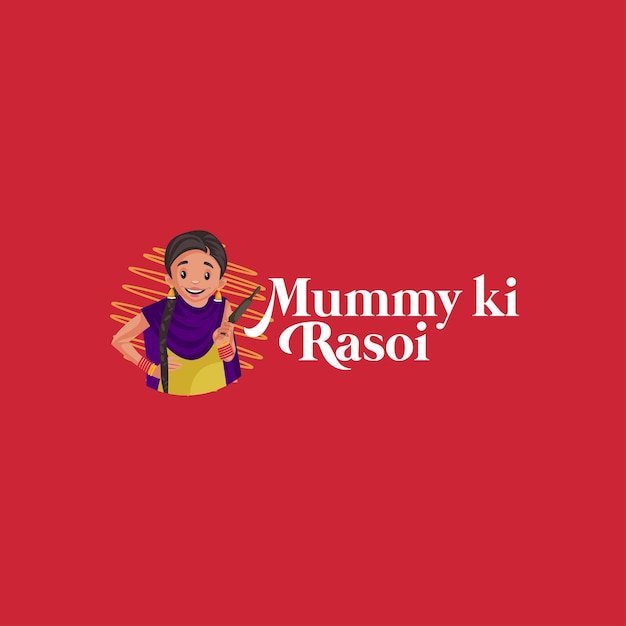 Szablon Logo Wektor Maskotka Mummy Ki Rasoi