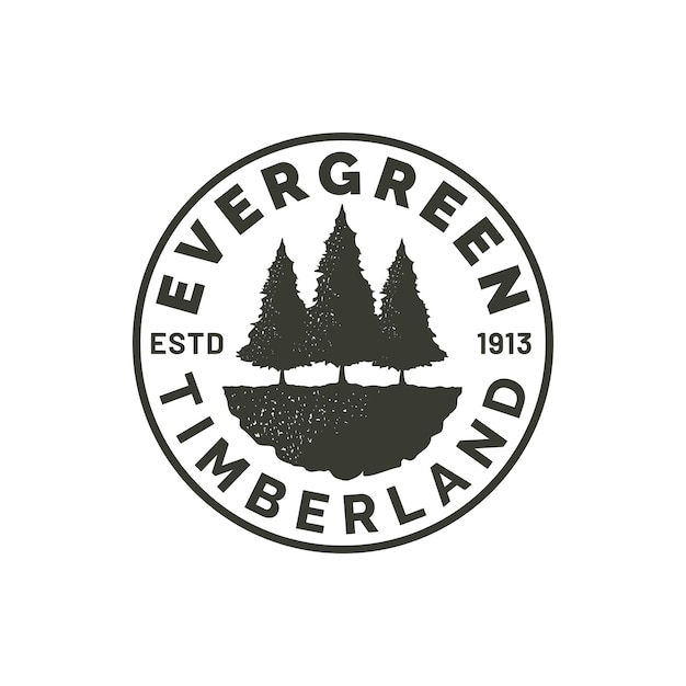 Szablon Logo Wiecznie Zielonego Drewna świerkowego Z Koncepcją Pieczęci