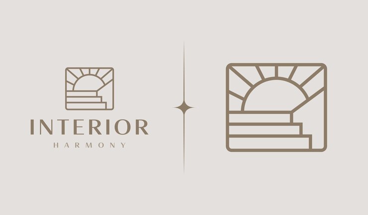 Szablon logo wnętrza Uniwersalny kreatywny symbol premium Ilustracja wektorowa Kreatywny minimalistyczny szablon projektowy Symbol tożsamości biznesowej firmy