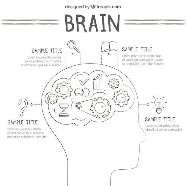 Szablon Ludzkiego Mózgu Infographic Z Ikonami