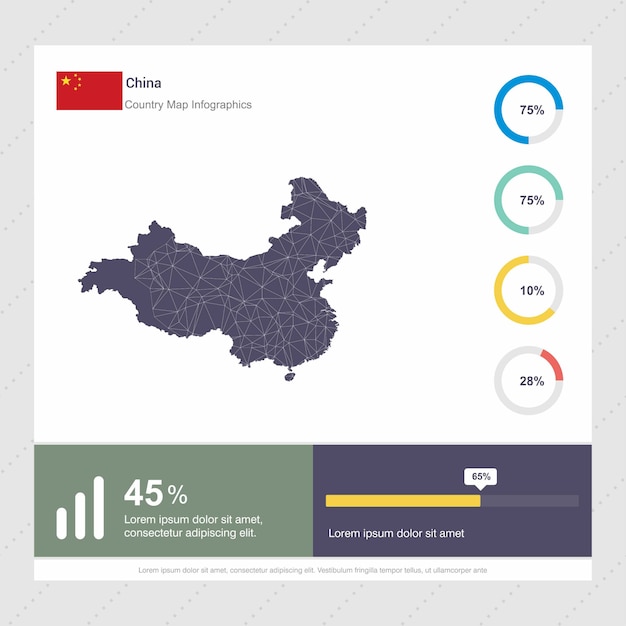 Szablon Mapy I Flaga Chiny Infografiki