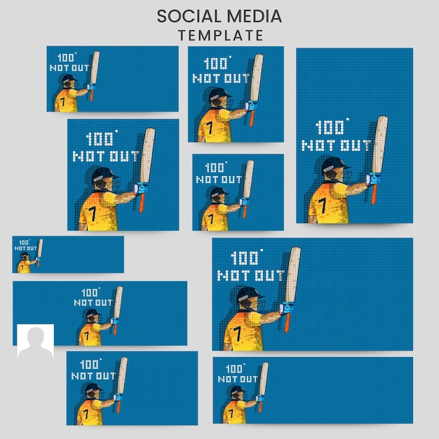 Szablon Mediów Społecznościowych I Zestaw Projektów Nagłówka Ze Sri Lanki Cricket Player Na Niebieskim Tle Siatki.