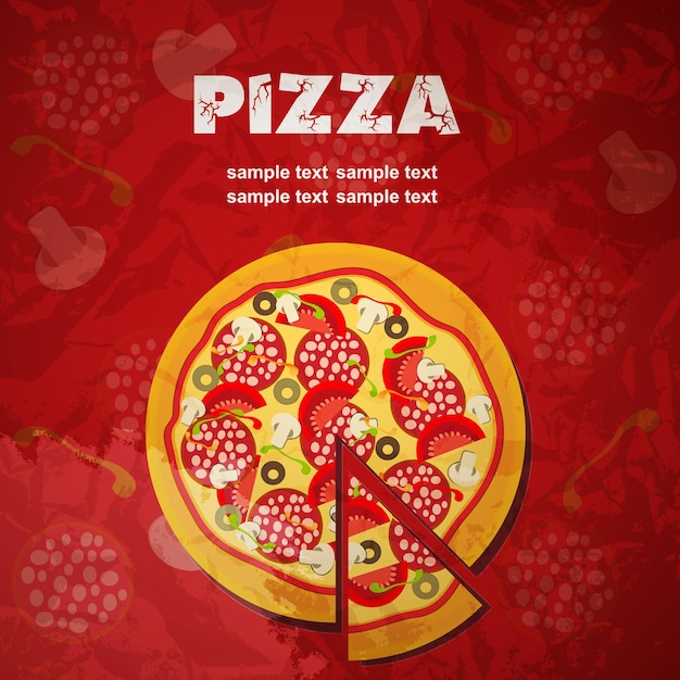 Szablon menu pizzy, ilustracji wektorowych