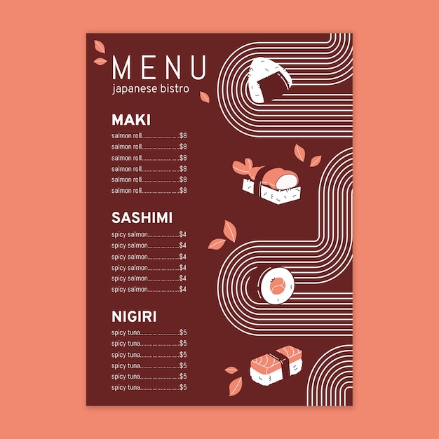 Szablon Menu Restauracji Japońskiej