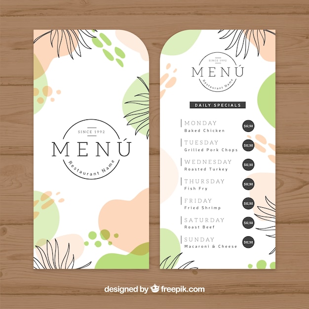 Szablon Menu Restauracji W Stylu Płaski