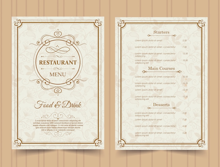 Wektor szablon menu restauracji.