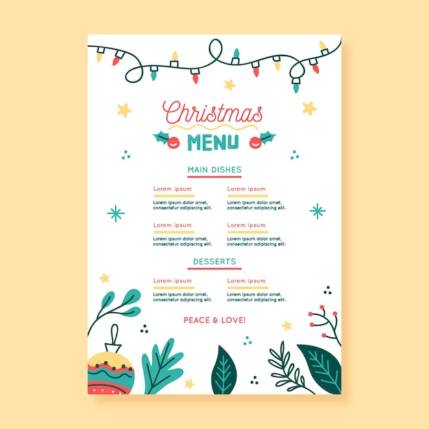 Szablon menu świąteczne wydarzenie