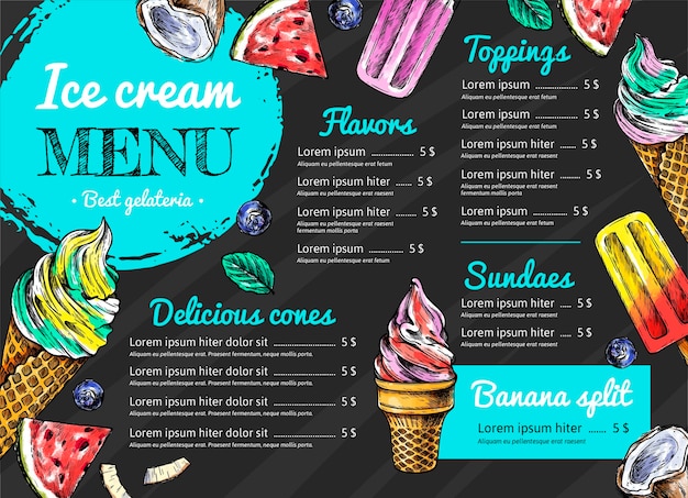 Szablon Menu Tablica Lody