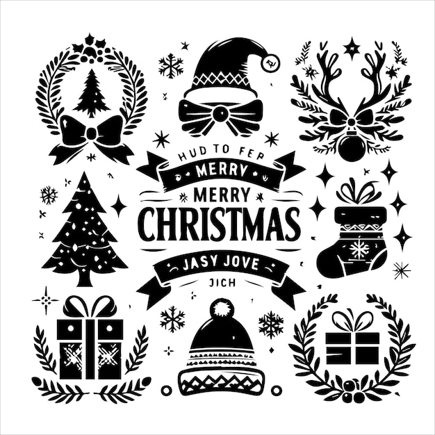 Szablon Merry Christmas dla banerów lub plakatów, wzorów świątecznych, liter i kart powitalnych
