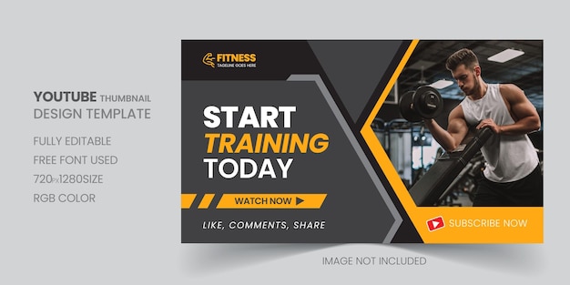 Szablon miniatury fitness na YouTube - Zacznij trenować dzisiaj