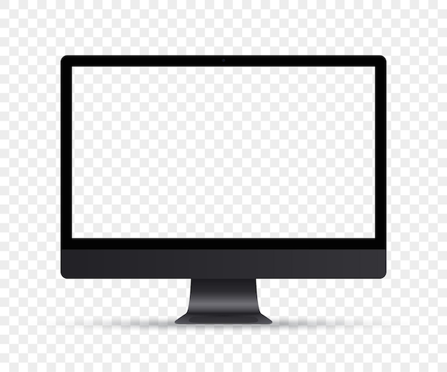 Szablon monitora komputera z pustym ekranem i cieniem