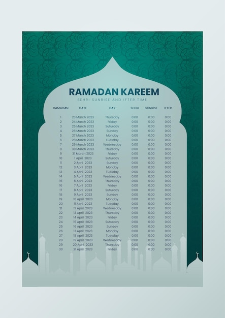 Plik wektorowy szablon motywu kalendarza ramadan time 2023 w kalendarzu wektorowym