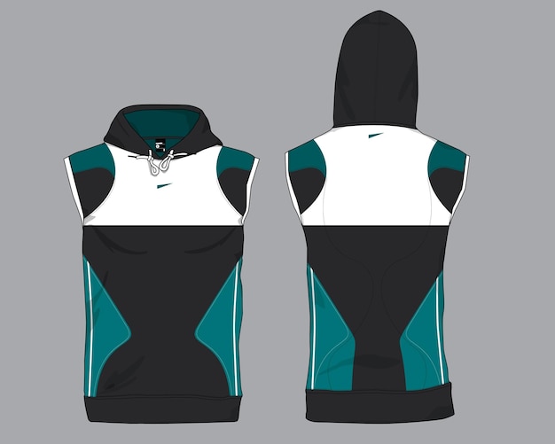 Plik wektorowy szablon mundurów sportowych jersey hoodie bez rękawów wektor