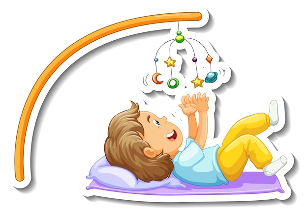 Plik wektorowy szablon naklejki z małą dziewczynką grającą na komórce dla dziecka na białym tle