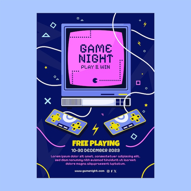 Plik wektorowy szablon plakatów na noc gier