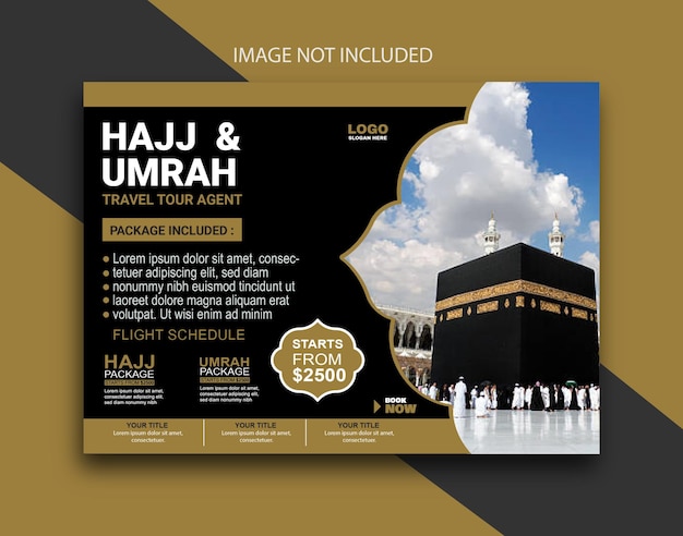 Plik wektorowy szablon plakatu creative luxury hajj i umrah travel and tour banner