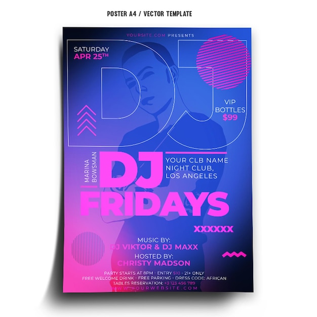 Plik wektorowy szablon plakatu dj fridays