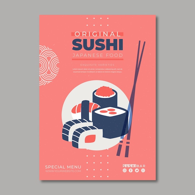 Plik wektorowy szablon plakatu do restauracji sushi