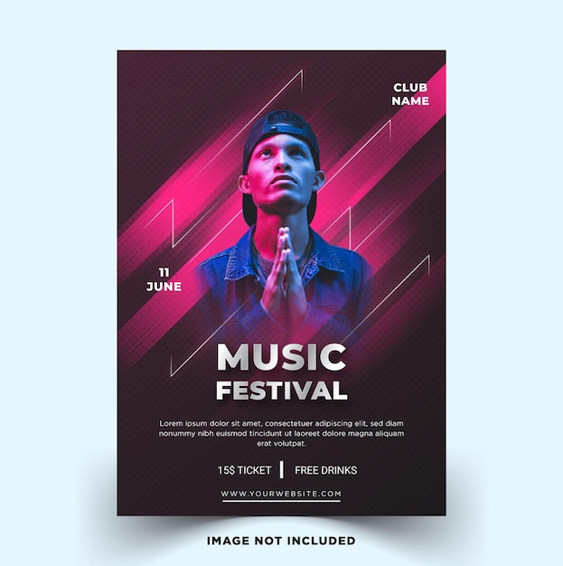 szablon plakatu festiwalu muzyki współczesnej szablon wektor premium