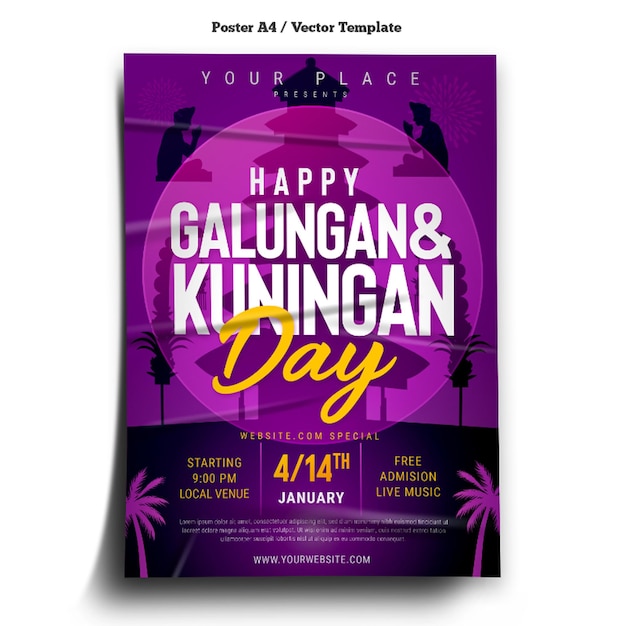 Szablon Plakatu Happy Galungan Day