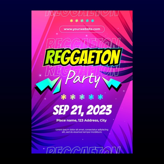 Plik wektorowy szablon plakatu imprezy reggaeton z gradientem