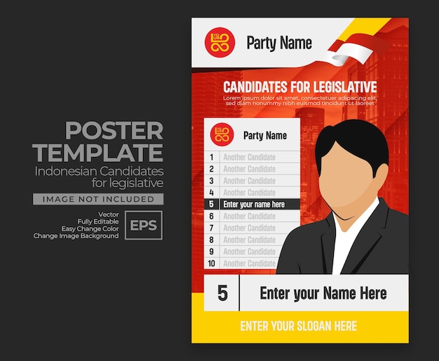 Plik wektorowy szablon plakatu indonezyjscy kandydaci wybierają legislative vector premium