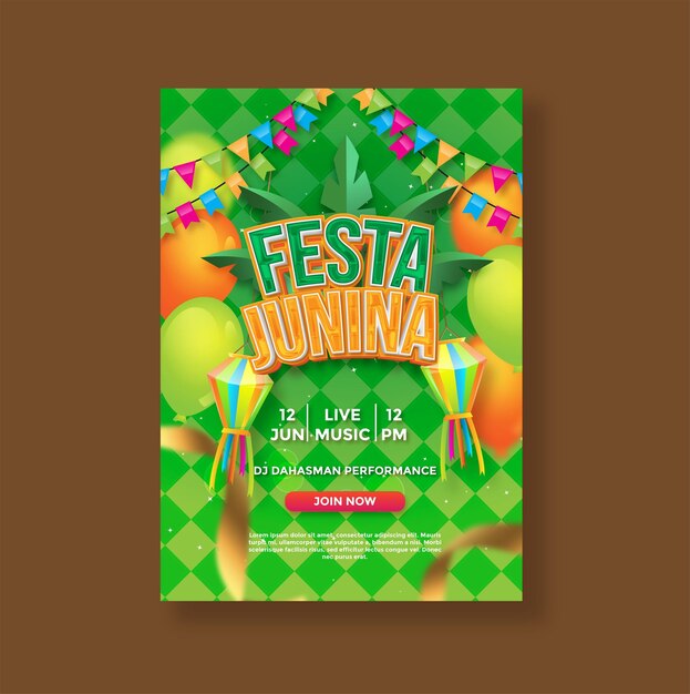 Szablon plakatu pionowego Festa junina