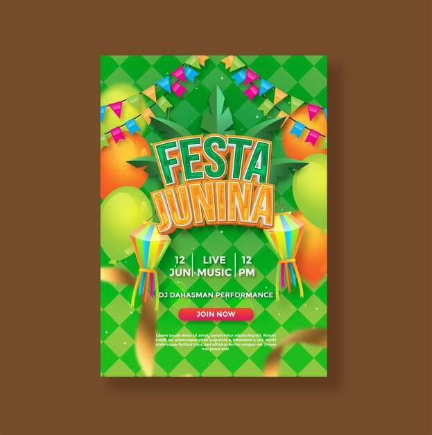 Plik wektorowy szablon plakatu pionowego festa junina