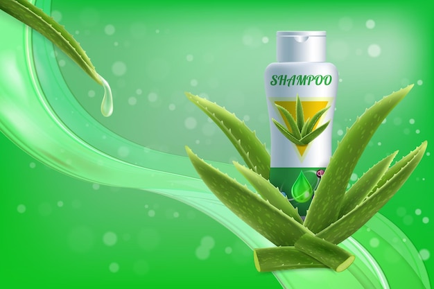 Szablon Plakatu Reklamowego Wektora Szamponu Aloe Vera