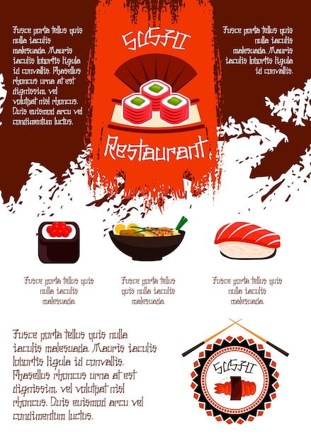 Plik wektorowy szablon plakatu wektor restauracji sushi