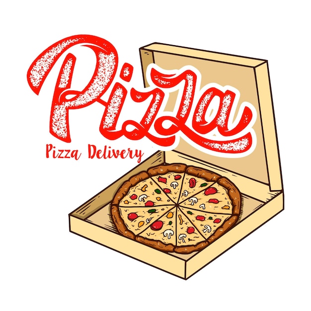 Szablon plakatu z pizzą. Element projektu plakatu, banera, znaku, godła. Ilustracja wektorowa